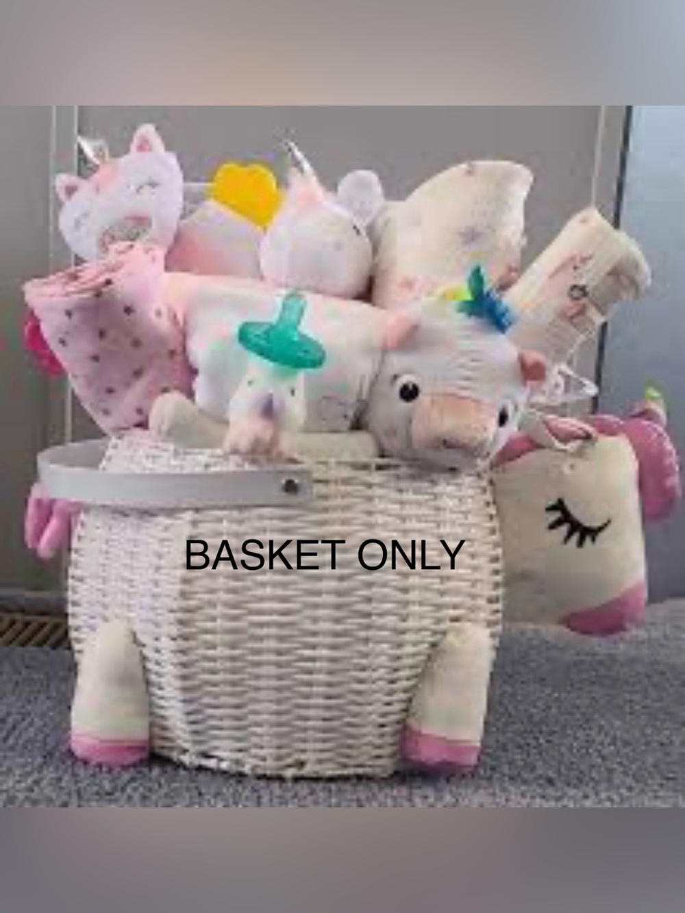 NWOT Beautiful Unicorn Baby Shower Gift Basket ONLY - New Baby Gift Basket,